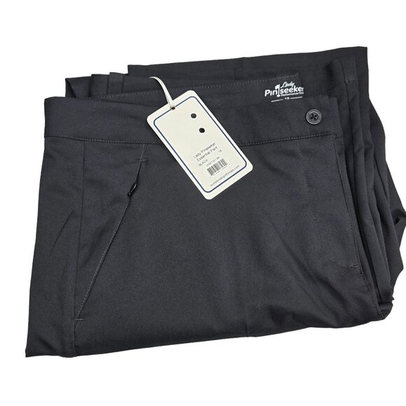 NWT LADY PINSEEKER PERFORMANCE GOLF ESSENTIAL PANTS BLACK POLYESTER 18 MSRP $40 - Picture 1 of 13